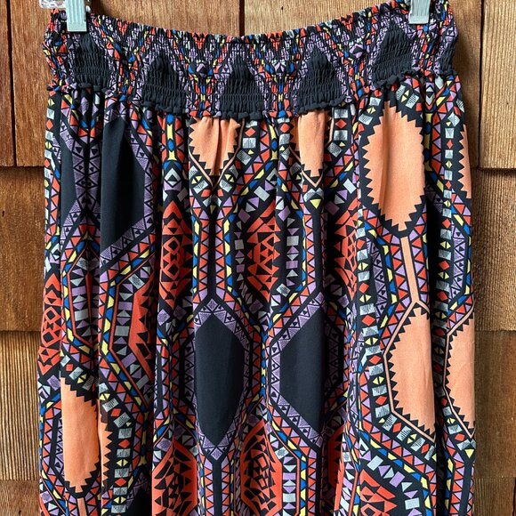 NWT Anthropologie Tribal Print Maxi Skirt With Elastic Smocked Waist in X-Small - Picture 8 of 14